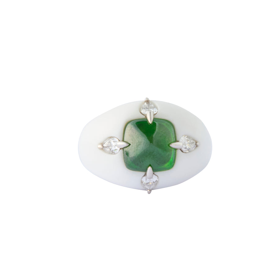 Corian Ring - Demantoid Garnet and Diamond