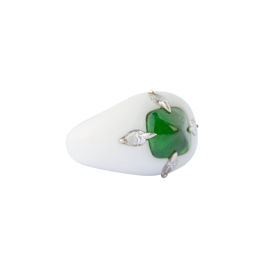 Corian Ring - Demantoid Garnet and Diamond