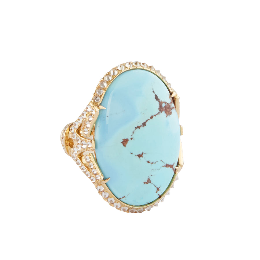 Arunashi Turquoise and Diamond Ring, side view