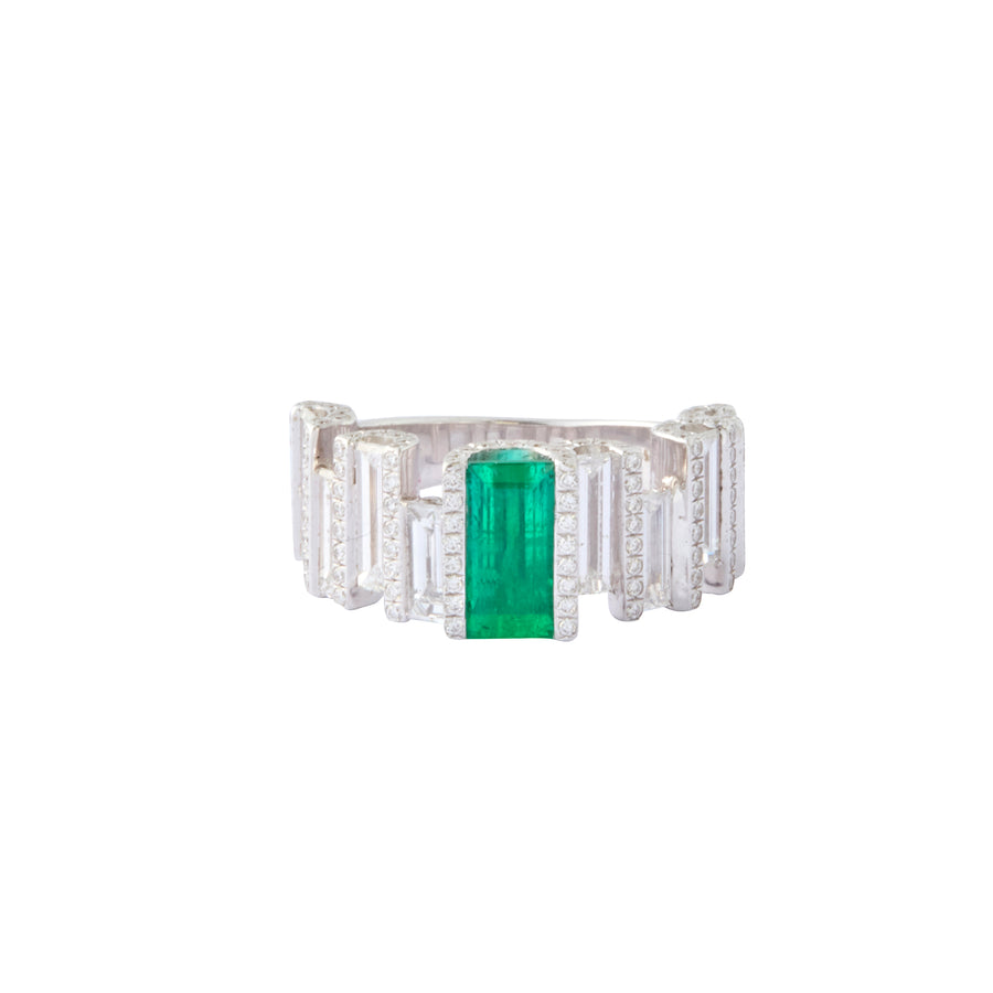 Emerald and Baguette Diamond Ring