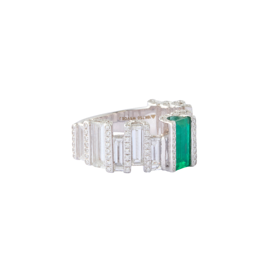 Emerald and Baguette Diamond Ring