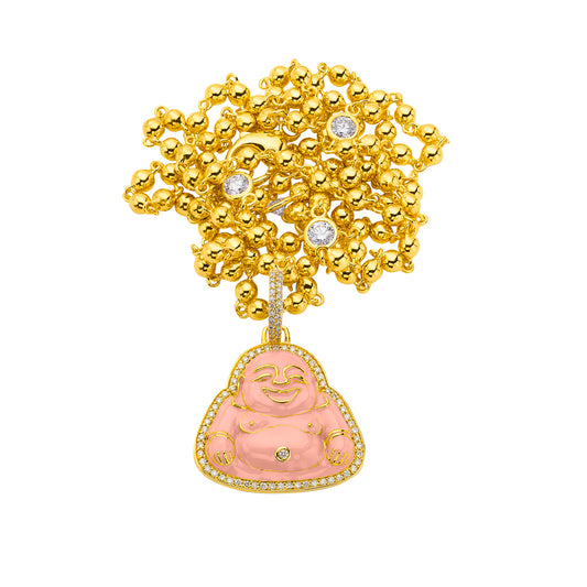 Small Happy Buddha Pendant - Pink