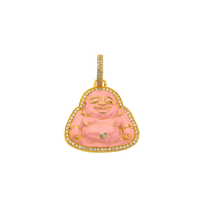 Buddha Mama Small Happy Buddha Pendant - Pink, top view