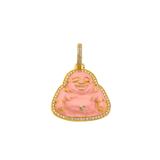 Small Happy Buddha Pendant - Pink - Main Img