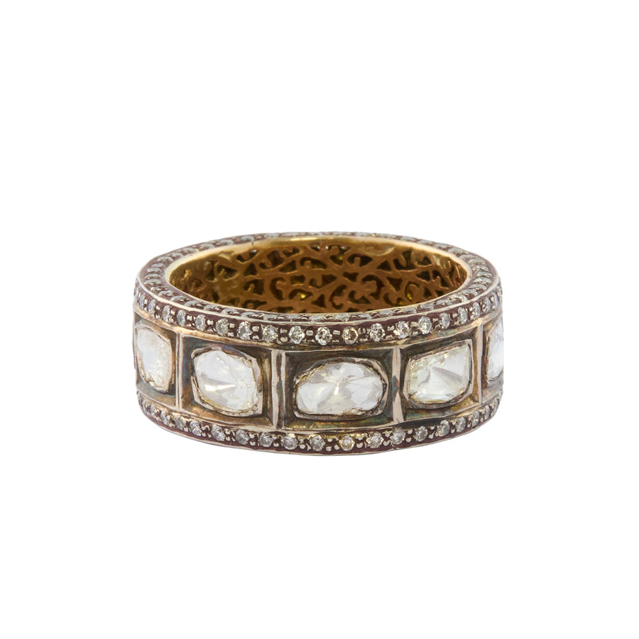 Munnu The Gem Palace Rose Cut Diamond Lattice Wide Band - Rings - Broken English Jewelry