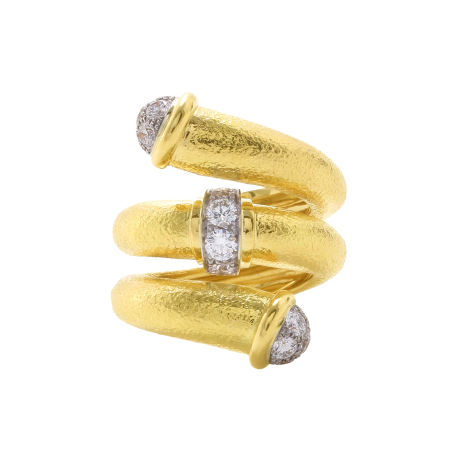 David Webb Pipe Ring - Diamond - Rings - Broken English Jewelry front view