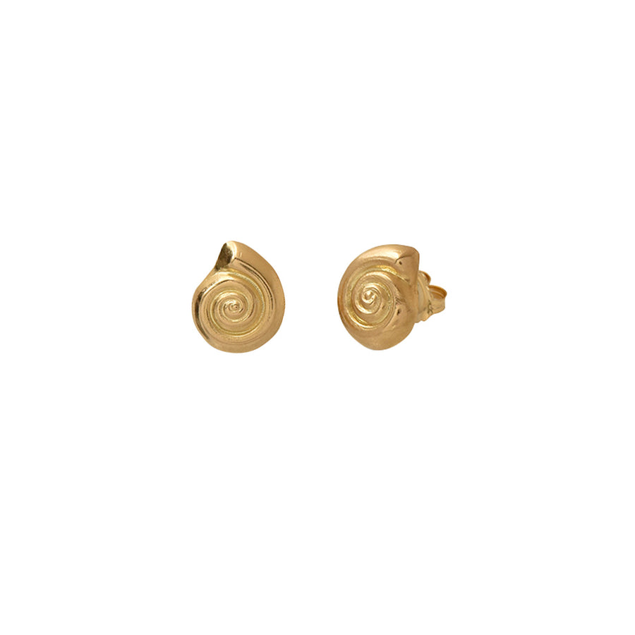 Lalaounis Nautilus Seashell Stud Earrings - Earrings - Broken English Jewelry front and angled view