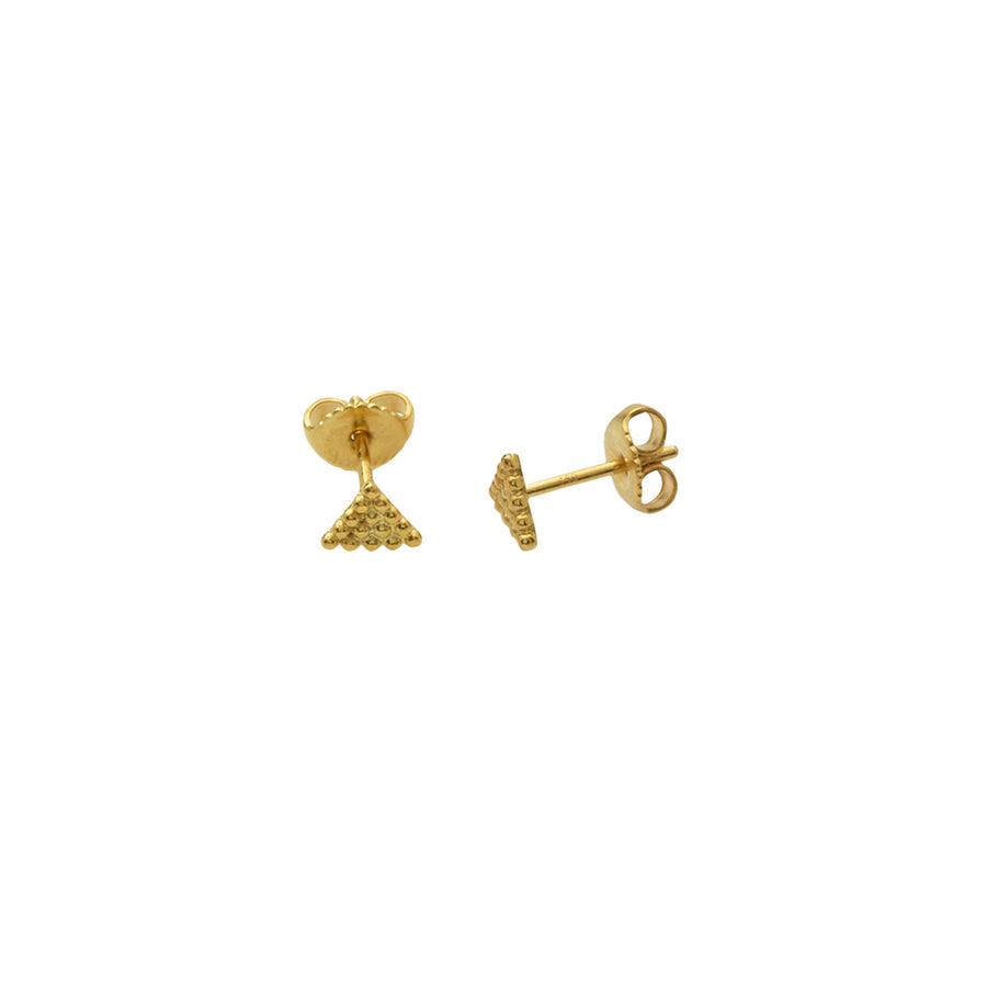 Lalaounis Granulated Triangle Hellenistic Studs - Earrings - Broken English Jewelry front and side view