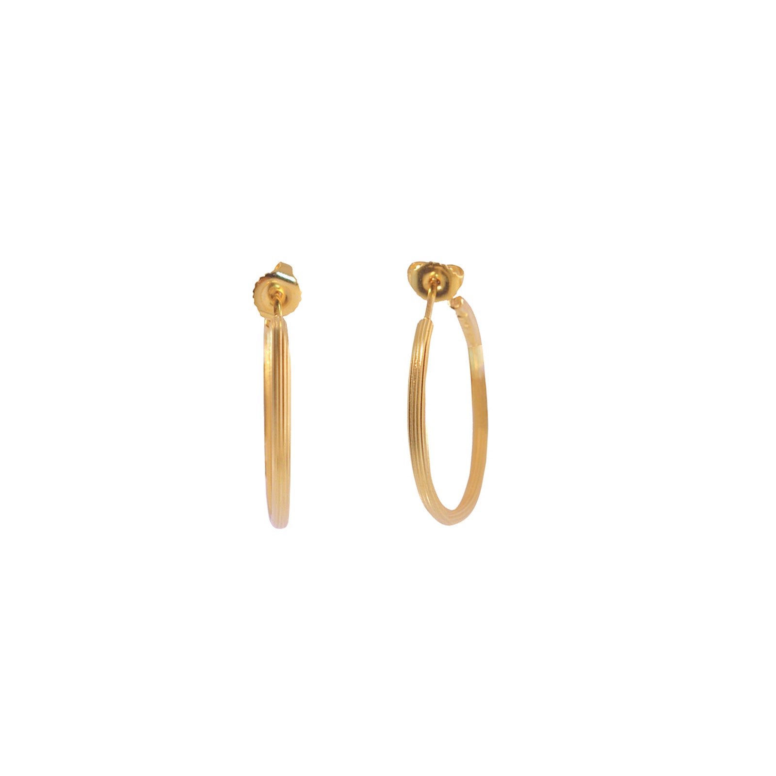 Lalaounis Medium Fluted Hoops - Earrings - Broken English Jewelry front and angled view