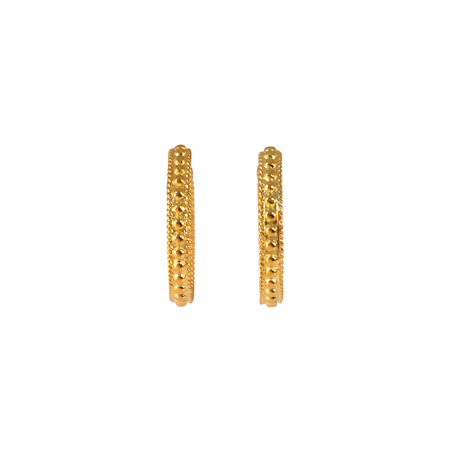 LALAoUNIS Medium Granulation Hoops - Earrings - Broken English Jewelry