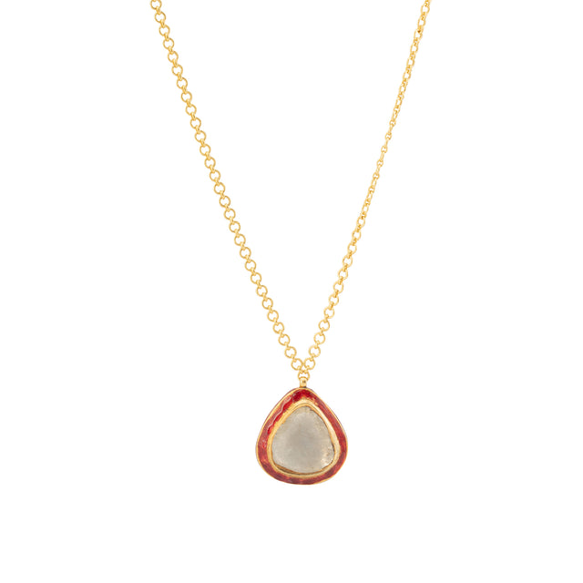 Munnu The Gem Palace Double Sided Floral Pear Shaped Diamond Necklace  - Necklaces - Broken English Jewelry