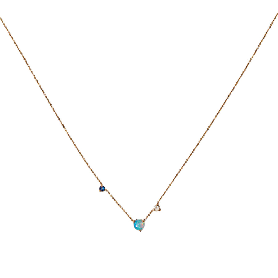 WWAKE Three Step Necklace - Sapphire, Opal & Diamond, front view