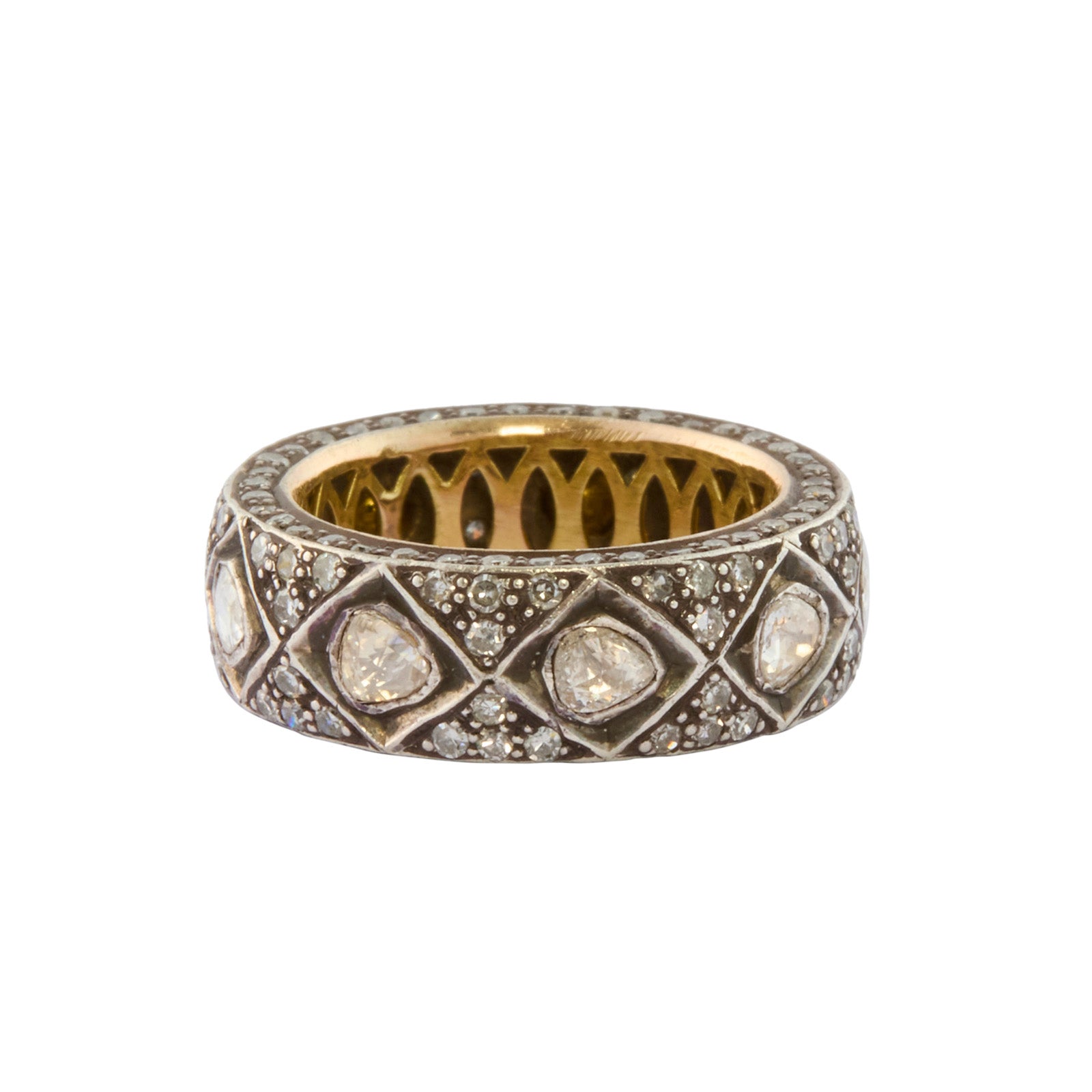 Munnu The Gem Palace Rose Cut Diamond Criss Cross Narrow Band - Rings - Broken English Jewelry