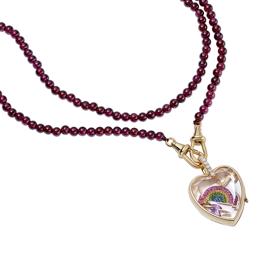 Loquet Garnet Beaded Chain - Necklaces - Broken English Jewelry with locket and charms
