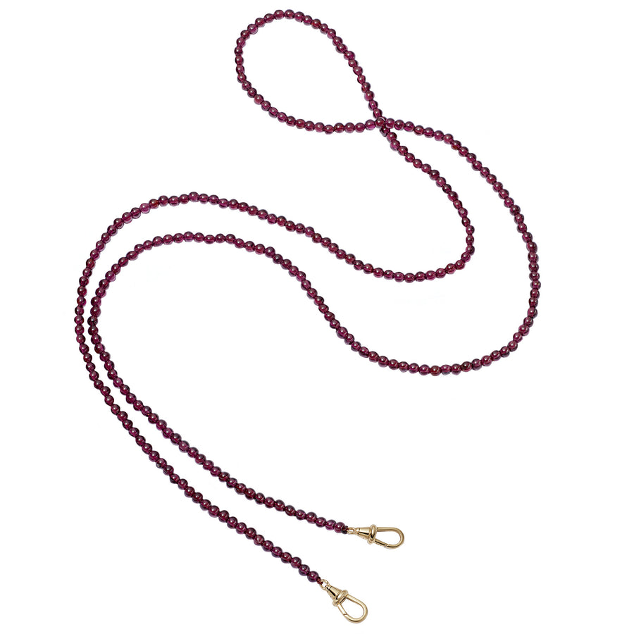 Loquet Garnet Beaded Chain - Necklaces - Broken English Jewelry, top view