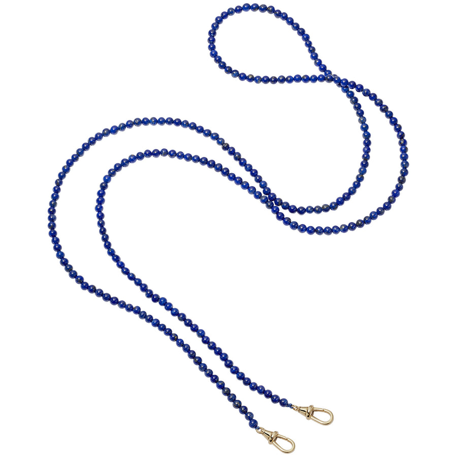 Loquet Lapis Beaded Chain - Necklaces - Broken English Jewelry, top view
