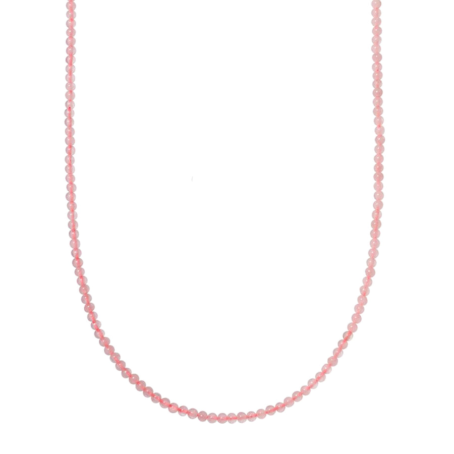 Loquet Rose Quartz Beaded Chain - Necklaces - Broken English Jewelry front view