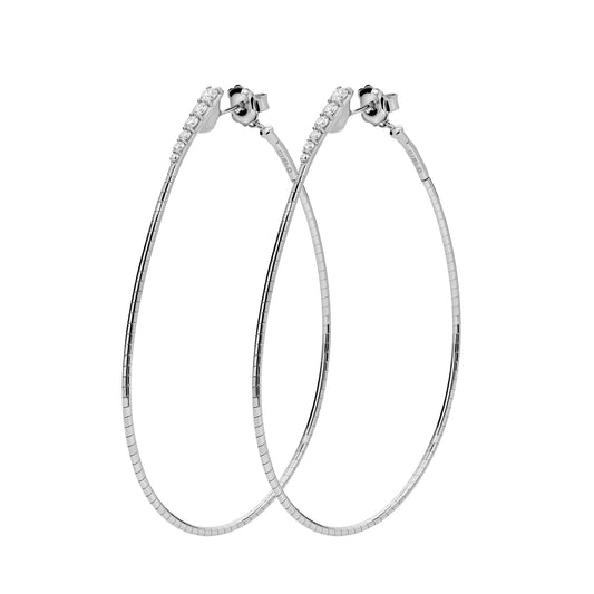 Diamond and Titanium Gold Huggie Earrings 18K - Main Img