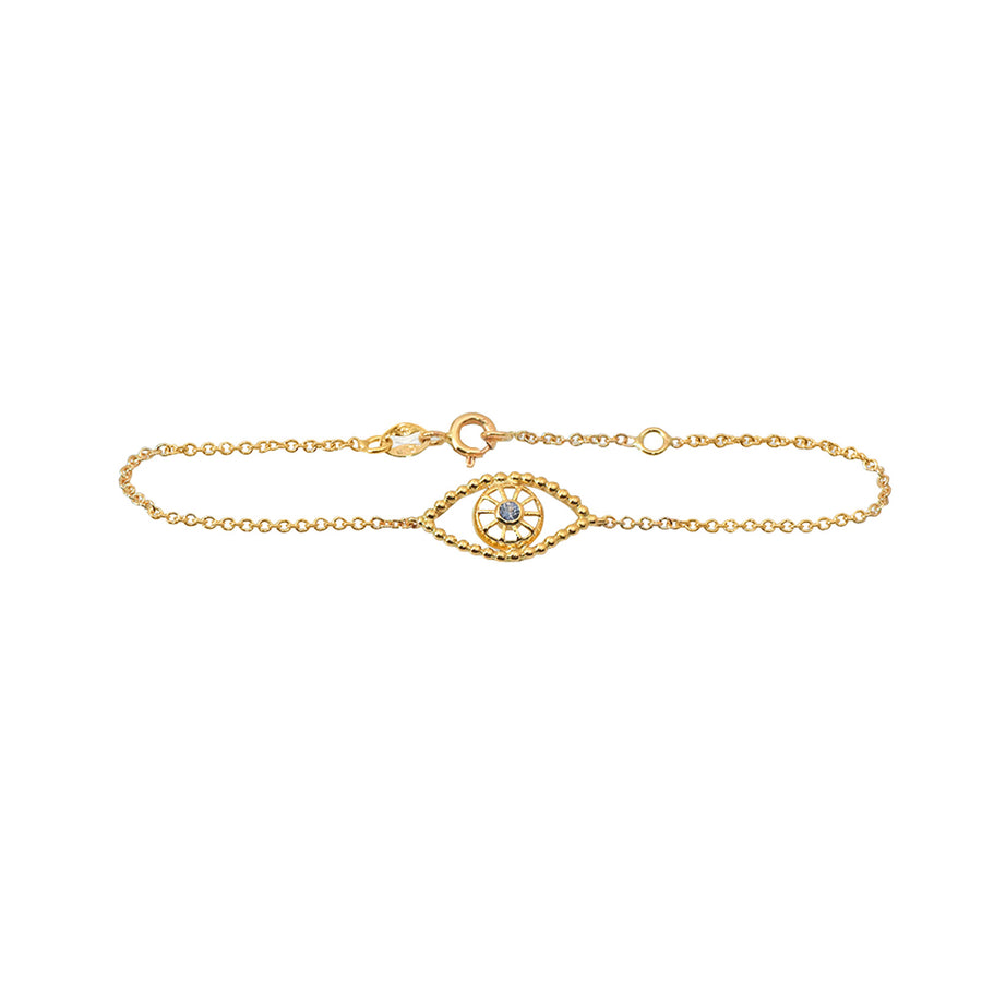 Lalaounis Gold and Sapphire Evil Eye Bracelet - Bracelets - Broken English Jewelry front view