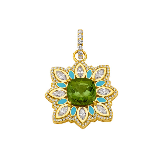 Mandala Pendant - Green Tourmaline and Diamond - Main Img