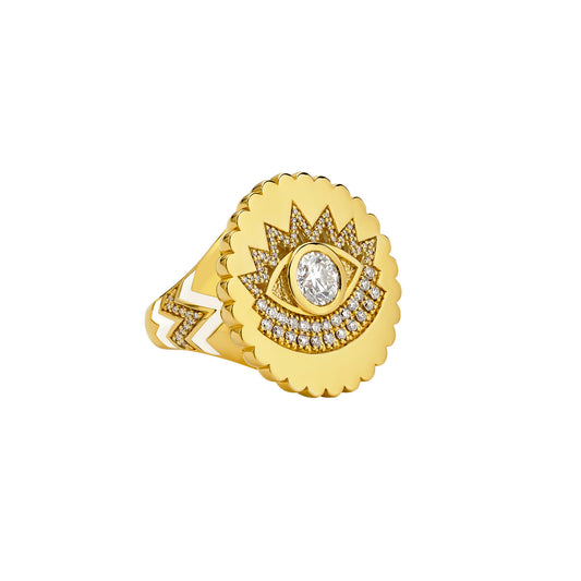 Scalloped Evil Eye Ring - Main Img