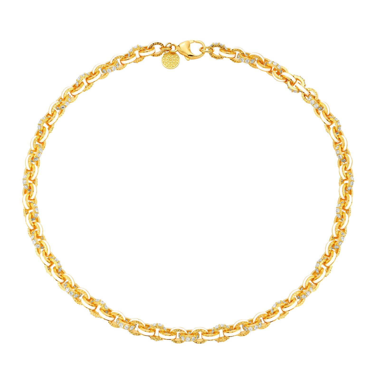 Buddha Mama 16" Hammered Link Necklace, top view