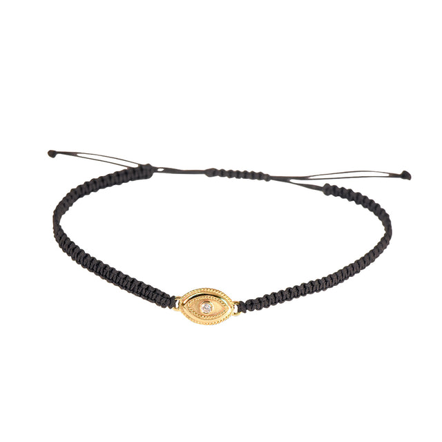Lalaounis Evil Eye Black Cord Bracelet - Bracelets - Broken English Jewelry front view