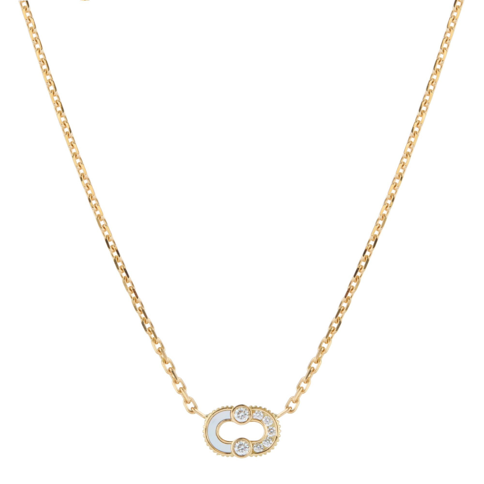 Mother of Pearl & Diamond Semi Magnetic Necklace