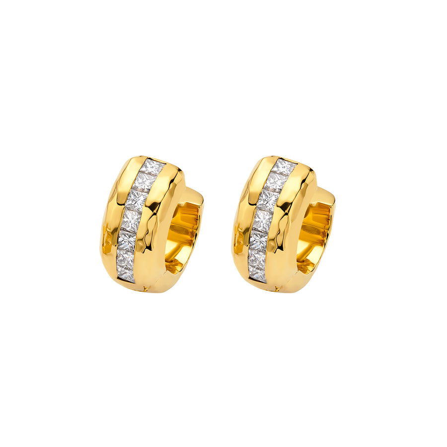 Buddha Mama Square Diamond Huggies  - Earrings