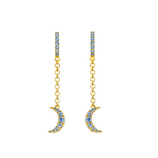 Moon Drop Earrings - Tanzanite and Blue Sapphire - Main Img