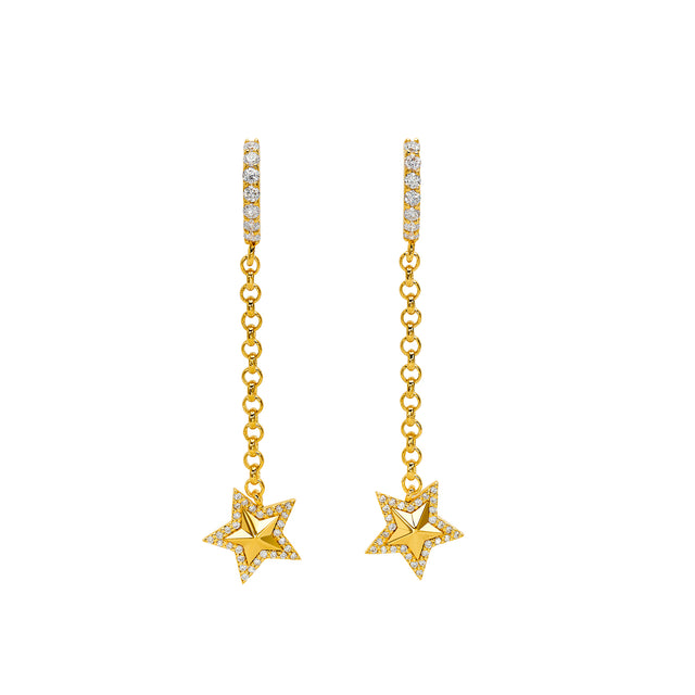 Buddha Mama Star Drop Huggie Earrings, front view