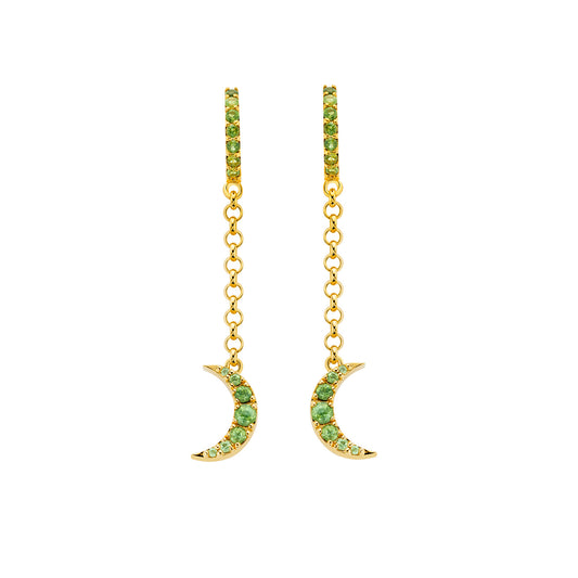 Moon Drop Earrings - Green Tourmaline - Main Img