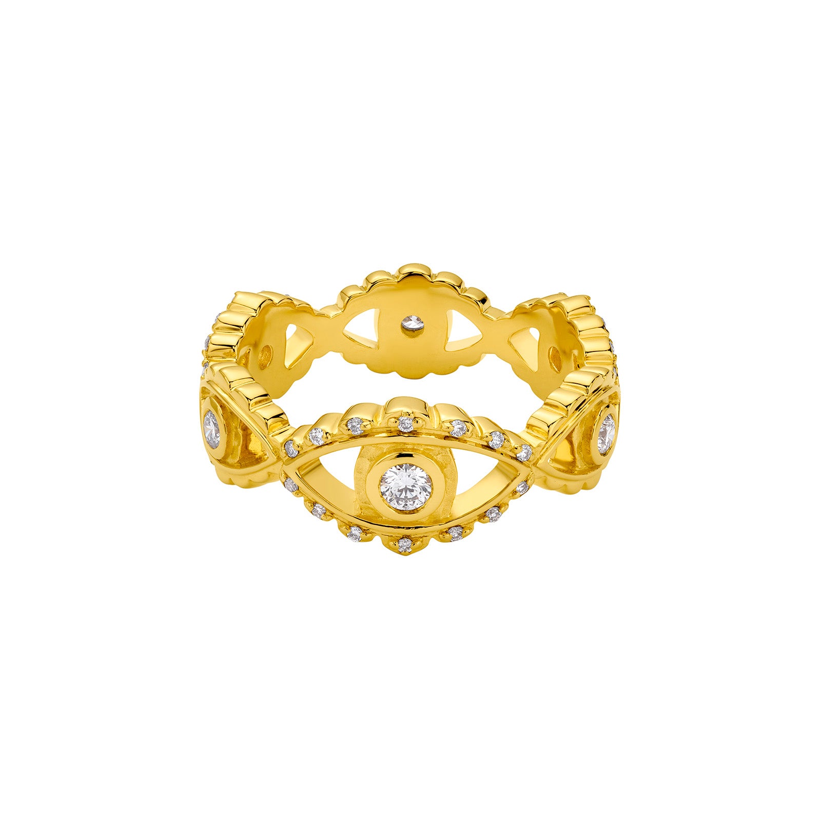 Buddha Mama Scalloped Evil Eye Band - Rings