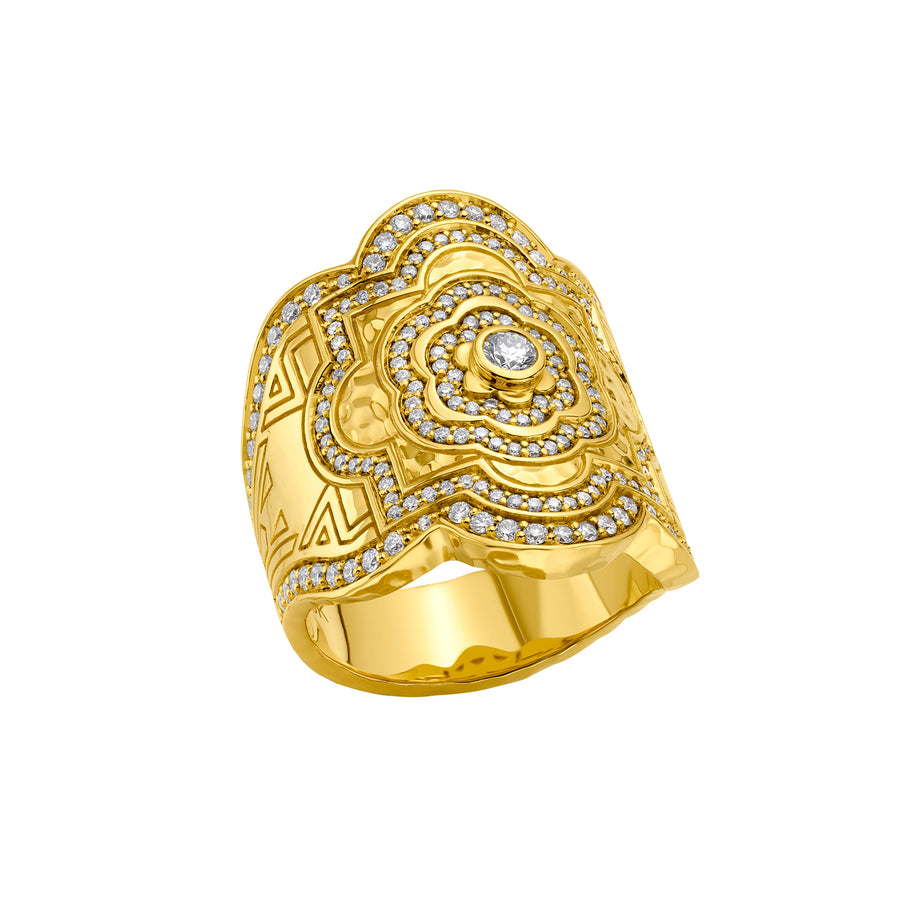 Buddha Mama Small Mandala Wrap Ring, front angled view