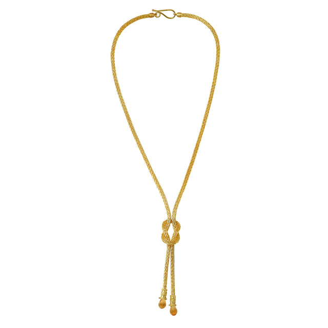 Hand Woven Sautoir Necklace with Faceted Citrine