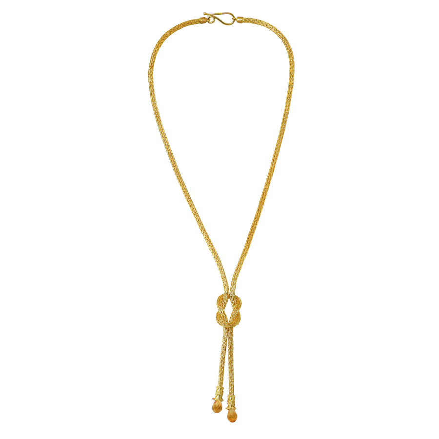 Hand Woven Sautoir Necklace with Faceted Citrine