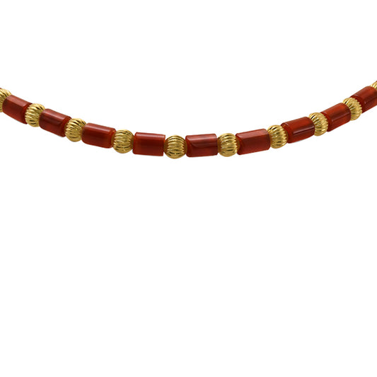 Fluted Bead and Carnelian Minoan Necklace