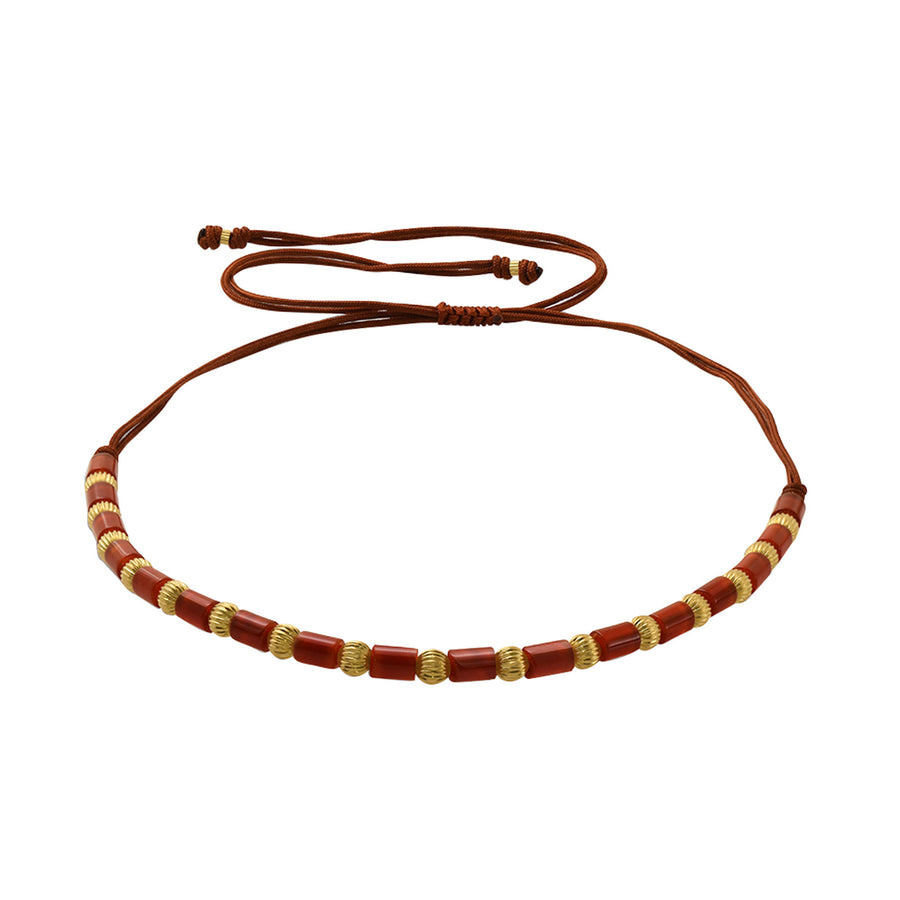 Lalaounis Fluted Bead and Carnelian Minoan Necklace - Necklaces - Broken English Jewelry top view