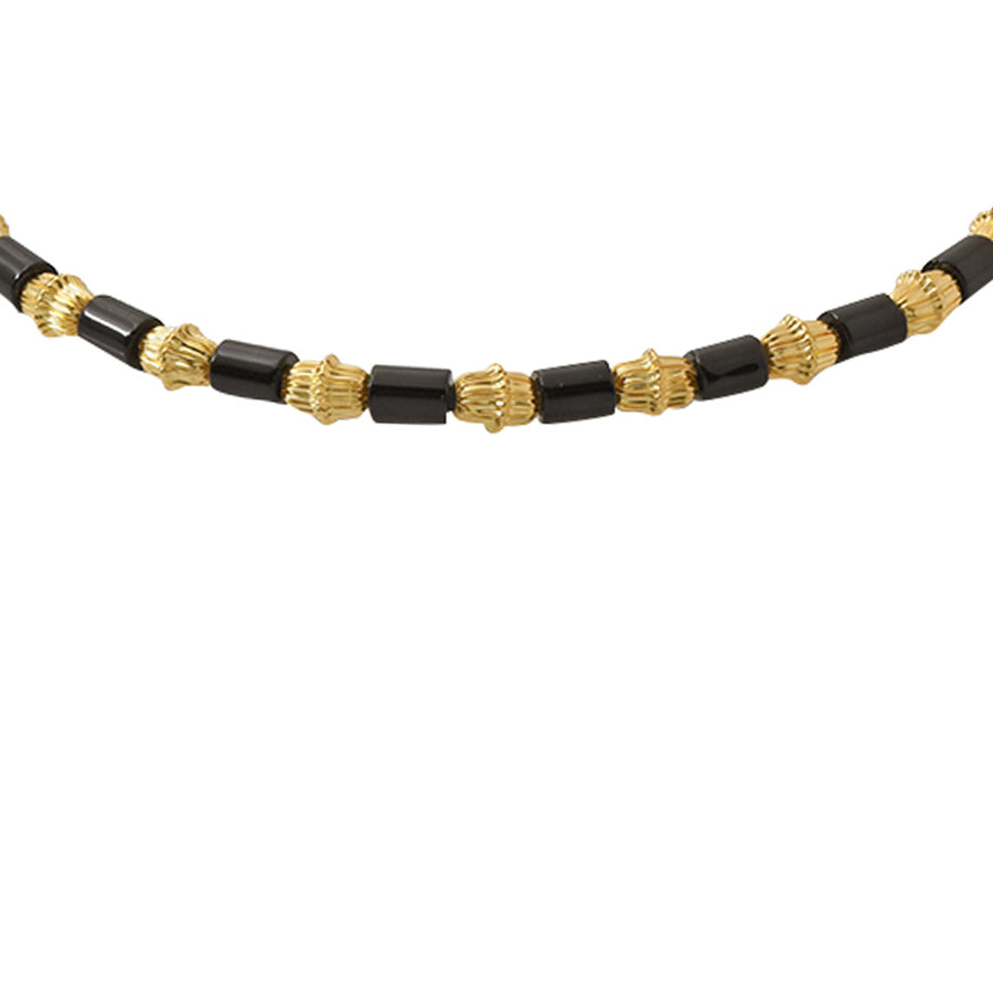 Lalaounis Obsidian and Fluted Bead Minoan Necklace - Necklaces - Broken English Jewelry detail