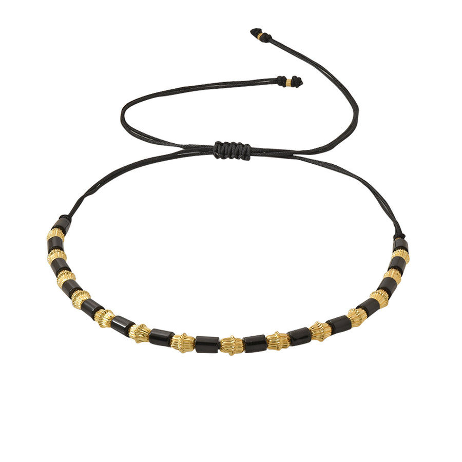 Lalaounis Obsidian and Fluted Bead Minoan Necklace - Necklaces - Broken English Jewelry top view