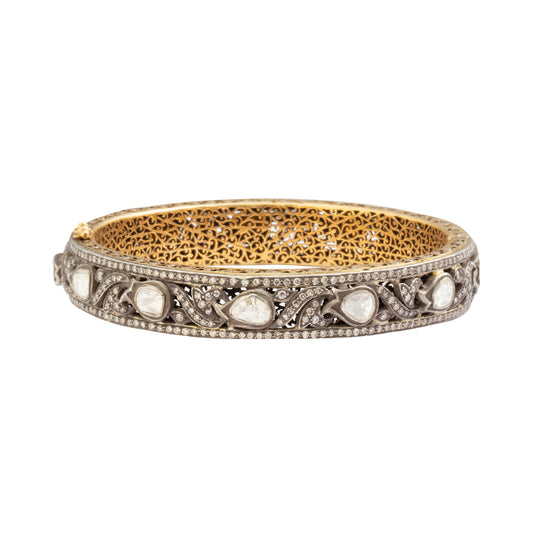 Indo Russian Fancy Vine Diamond Bangle - Main Img