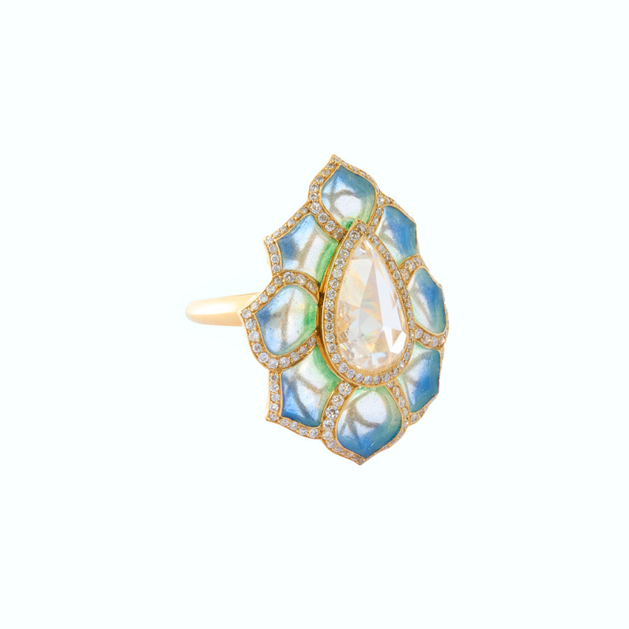 Plique-a-jour Lotus Ring