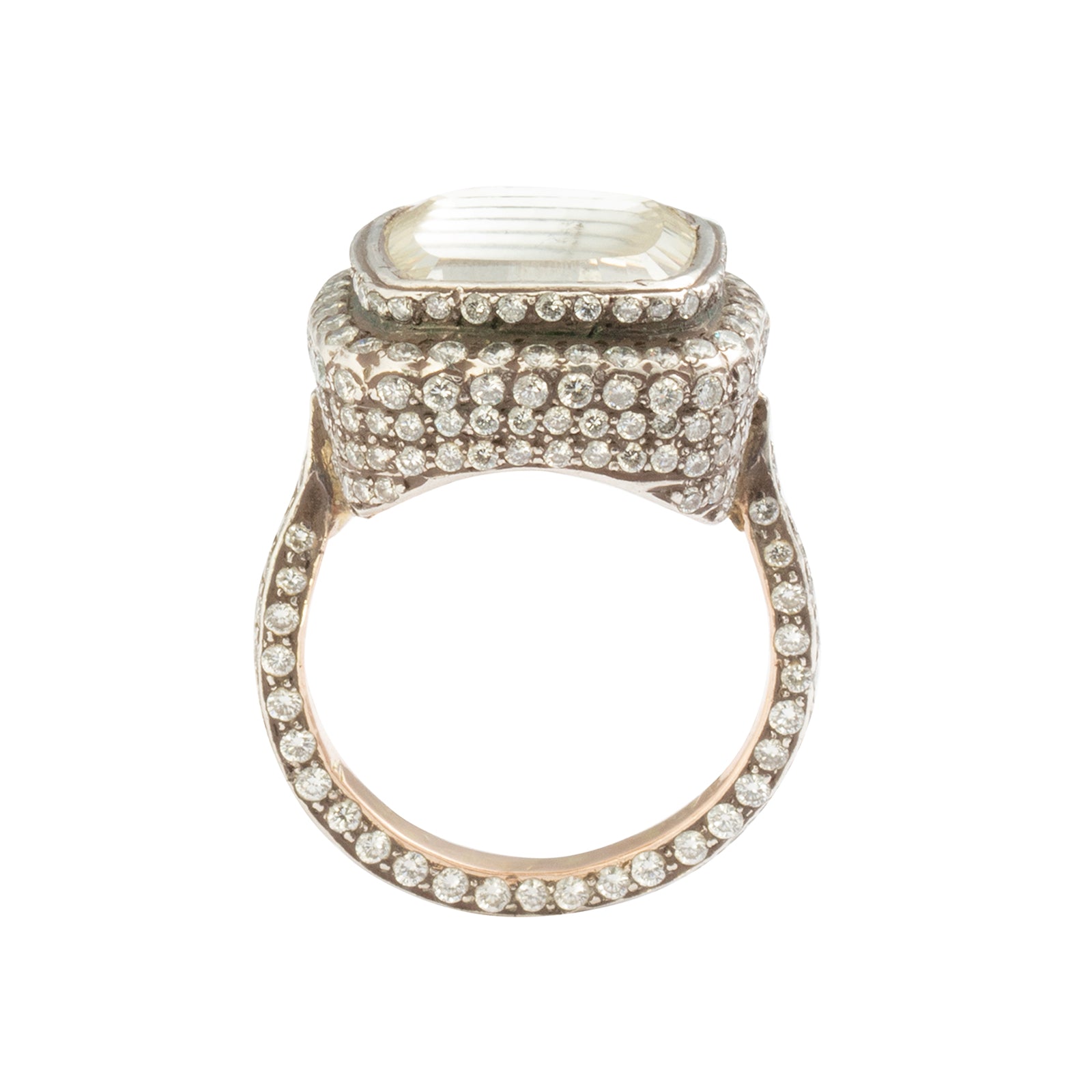 Munnu The Gem Palace Center Diamond & Pave Diamond Square Ring - Rings - Broken English Jewelry