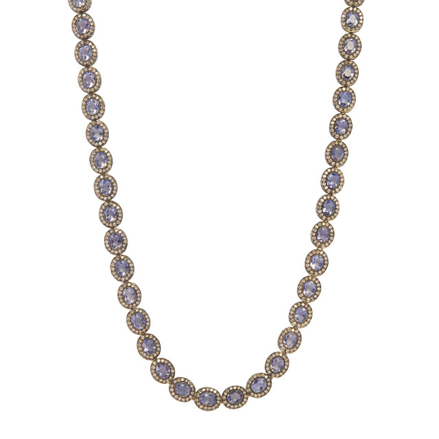 Munnu The Gem Palace Indo Russian Iolite Flat Oval Link Necklace - Necklaces - Broken English Jewelry
