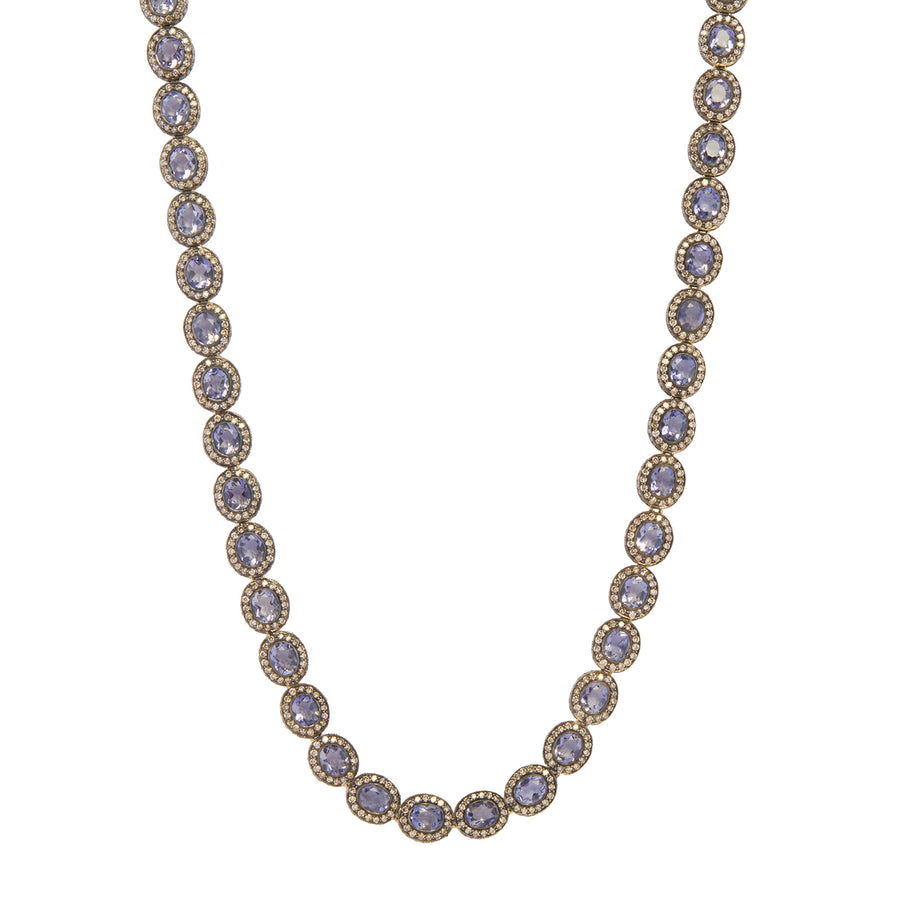 Munnu The Gem Palace Indo Russian Iolite Flat Oval Link Necklace - Necklaces - Broken English Jewelry