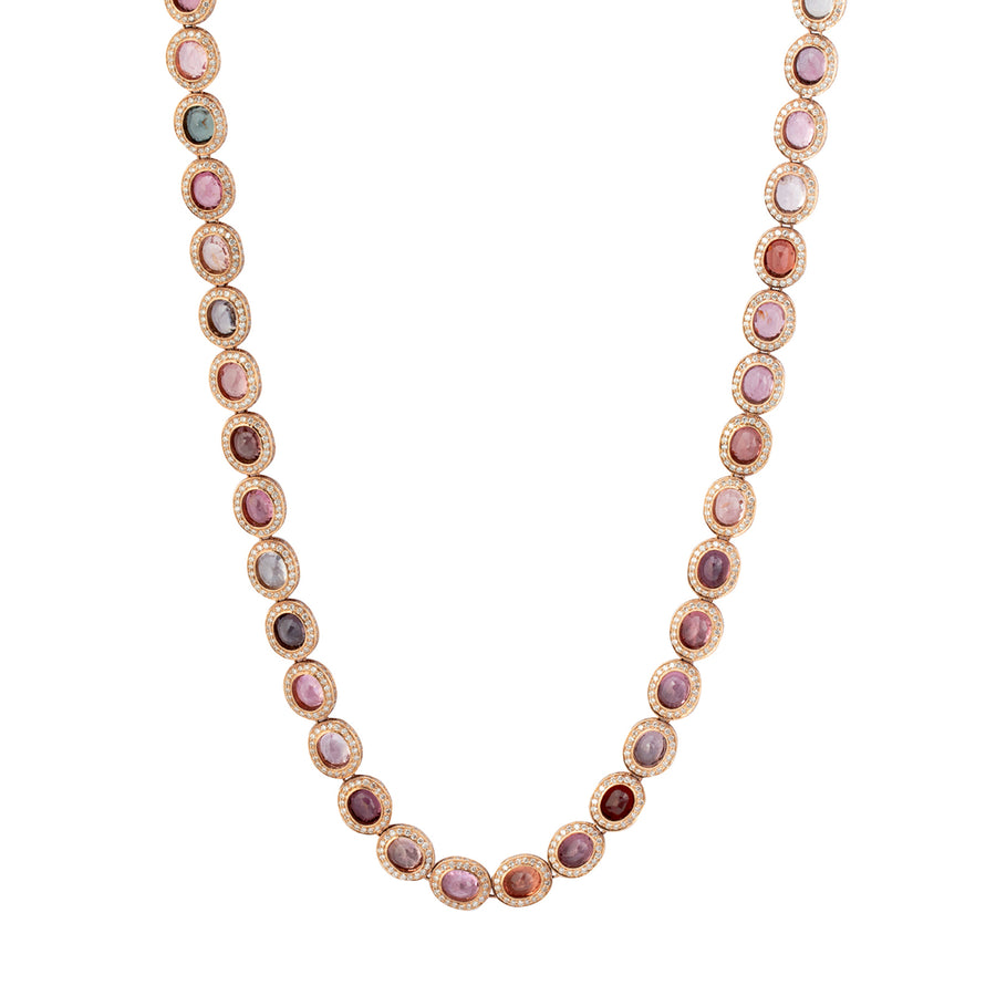 Munnu The Gem Palace Spinel & Diamond Indo Russian Flat Oval Link Necklace - Multicolor  - Necklaces - Broken English Jewelry