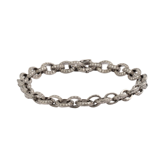 Two-Sided Indo Russian Oval Link Diamond Bracelet - Main Img