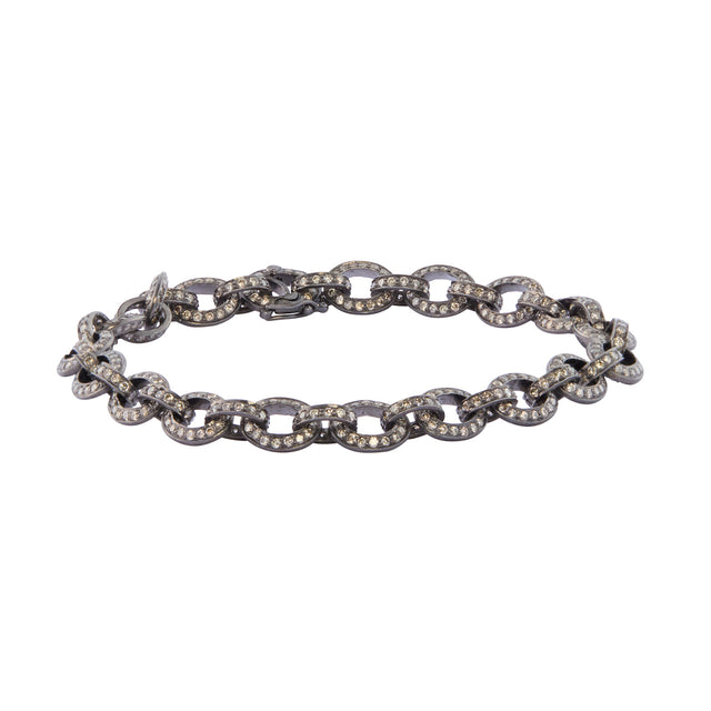 Munnu The Gem Palace Indo Russian Oval Link Bracelet - Sterling Silver - Bracelets - Broken English Jewelry