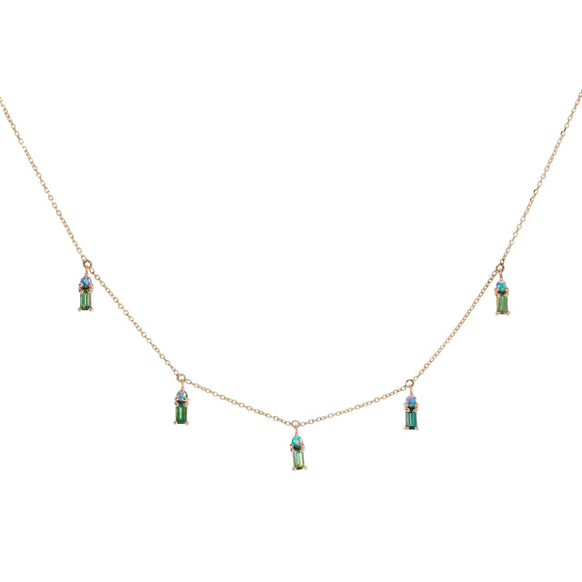 WWAKE Seafoam Tourmaline Crest Necklace, front view