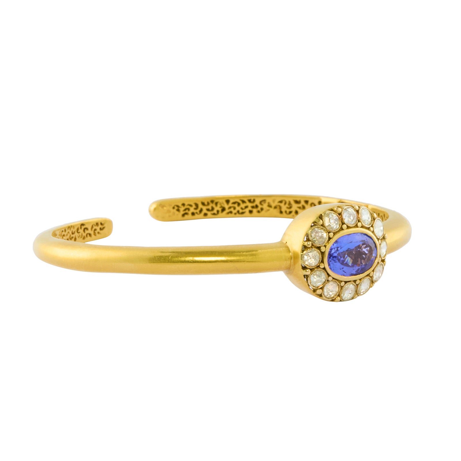 Munnu The Gem Palace Oval Tanzanite and Round Diamond Bracelet - Bracelets - Broken English Jewelry side view